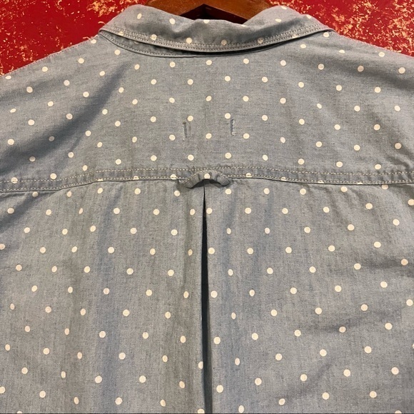 MADEWELL Blue Polka Dots Chambray Top Blouse Shirt SMALL S - Picture 8 of 12